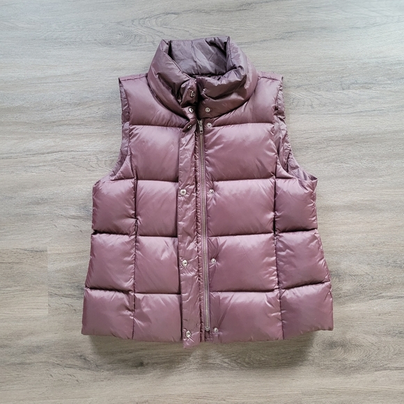 Eileen Fisher Maroon Cassis Recycled Nylon Funnel Neck Vest Size Large - Picture 8 of 14